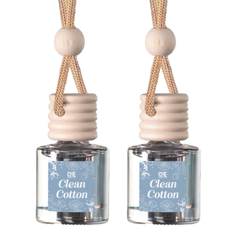 CE Craft Co Hanging Car Air Freshener Diffuser 2 Pack Long Lasting Fragrance Oil Car Freshener Glass Bottle Auto Air Freshener Made in USA Clean Cotton - Image 3