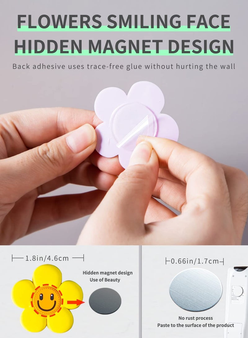 SOLARAE Magnetic flowers Remote Control Holder Wall Mount Holders Self-Adhesive Strong Magnetic key Remote Control Holder Wall Mount TV Remote Organizer for Home Office (3 Pcs(Pink purple yellow)) - Image 3
