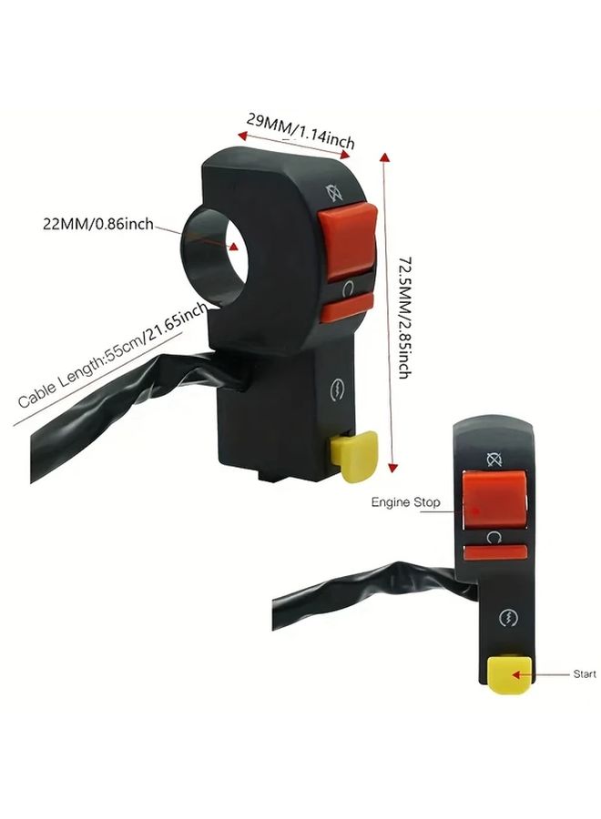Universal Black Engine Start Stop Switch Button for Scooter Motorcycle ATV - Image 2
