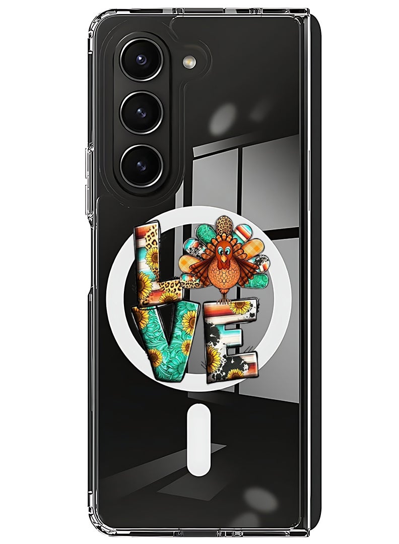 Theodor Magnetic Case for Samsung Galaxy Z Fold 5 Compatible with MagSafe Wireless Charging, Shockproof Phone Bumper Cover Love - Image 1