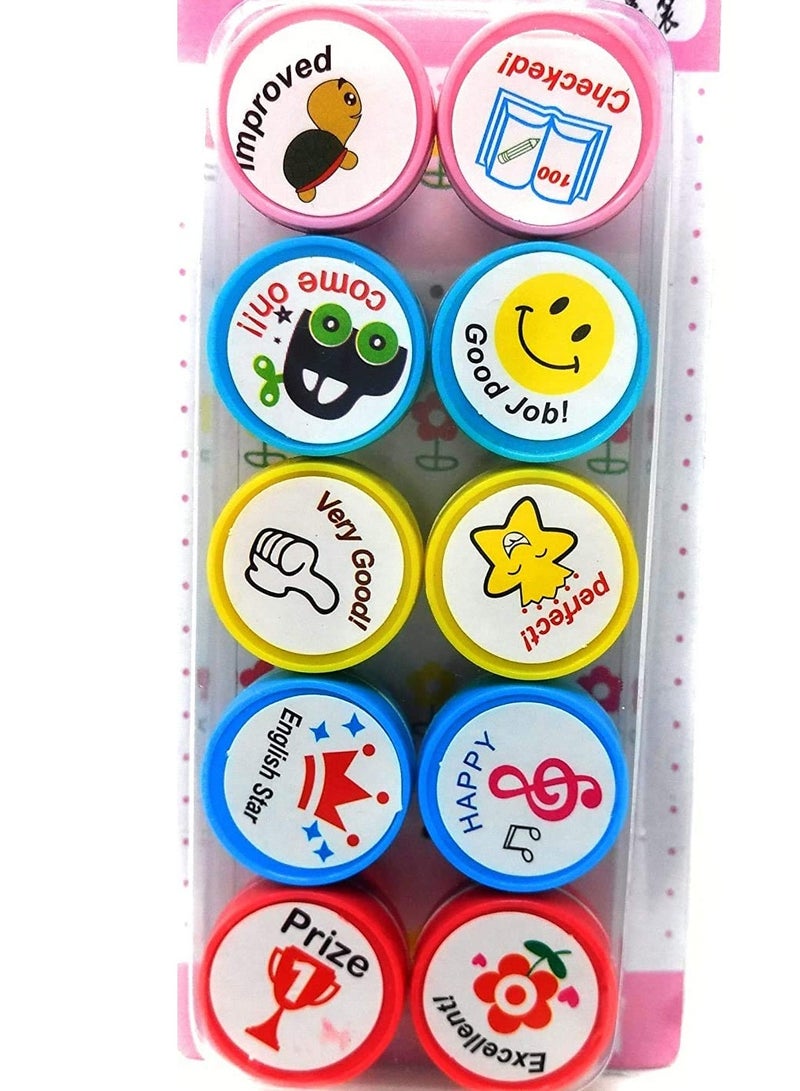كرافت ماجيك CRAFT MAGIC، مجموعة من 20 طابعًا للأطفال، 10 رموز تعبيرية و10 مكافآت تحفيزية، هدية ختم علوية للمعلمين والطلاب وأولياء الأمور - متعدد الألوان - Image 3