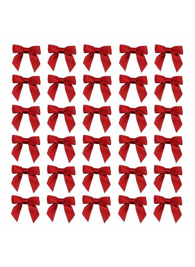 7Rainbows 50pcs Boutique 1.5" Red Satin Ribbon Mini Bows for Craft Sewing Scrapbooking Wedding and Gift Wrapping - Image 1