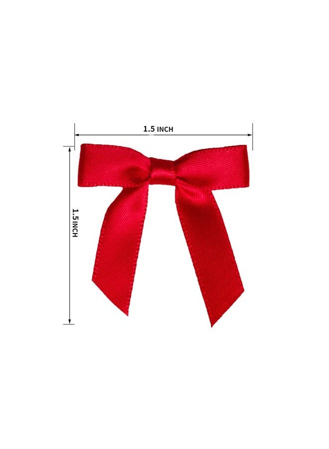 7Rainbows 50pcs Boutique 1.5" Red Satin Ribbon Mini Bows for Craft Sewing Scrapbooking Wedding and Gift Wrapping - Image 2