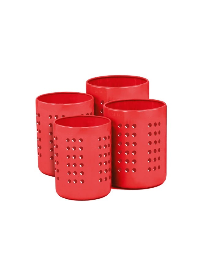 Prabha Stainless Steel Spoon Stand set of 4,(Red) Best for Home & Kitchen for Dining Table Fancy | cutlery holder for kitchen | cutlery holder for Dining Table | Pen Stand | Spoon Holder - Image 1