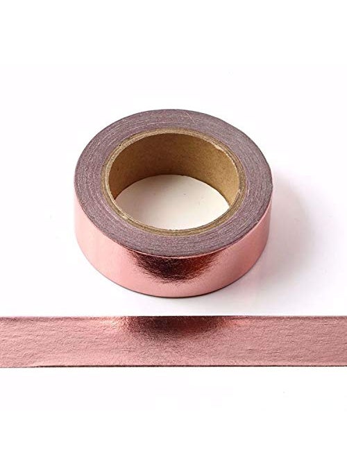 Syntego Syntego Solid Foil Washi Tape Decorative Self Adhesive Masking Tape 15mm x 10 Meters Rose Gold 