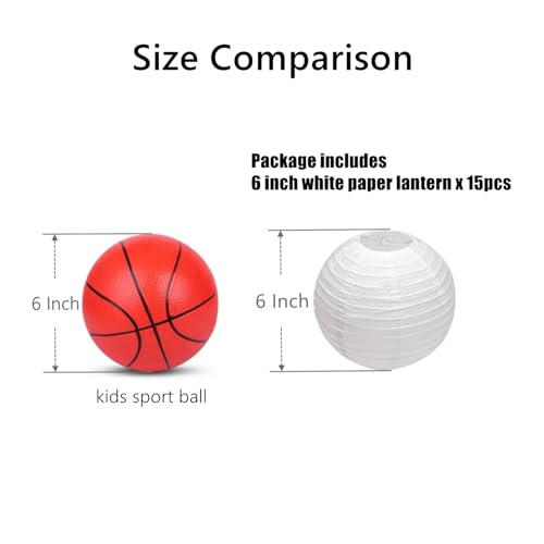 Jayke Joy 15pcs White Paper Lanterns Hanging Ball Lanterns for Birthday Wedding Bridal Baby Shower Art Class Home Outdoor Indoor Party Decoration 6 inch - Image 3
