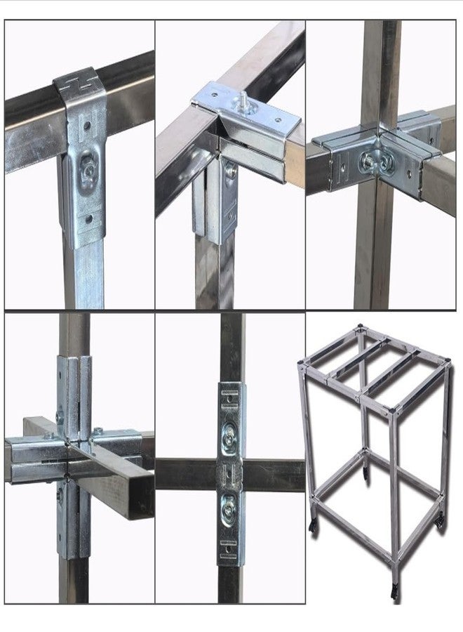 FLEXKEA 6 Pcs 4 Way T Shape Connector , Square Steel Tube Fittings Joint Pipe Clamps, Joint Link Fence Clamps for 4-Way Pipe Clamp end Rail Clamps Fence/Guardrail Rails (Bolts/Nuts Included) for OD 1" or 25MM - Image 5