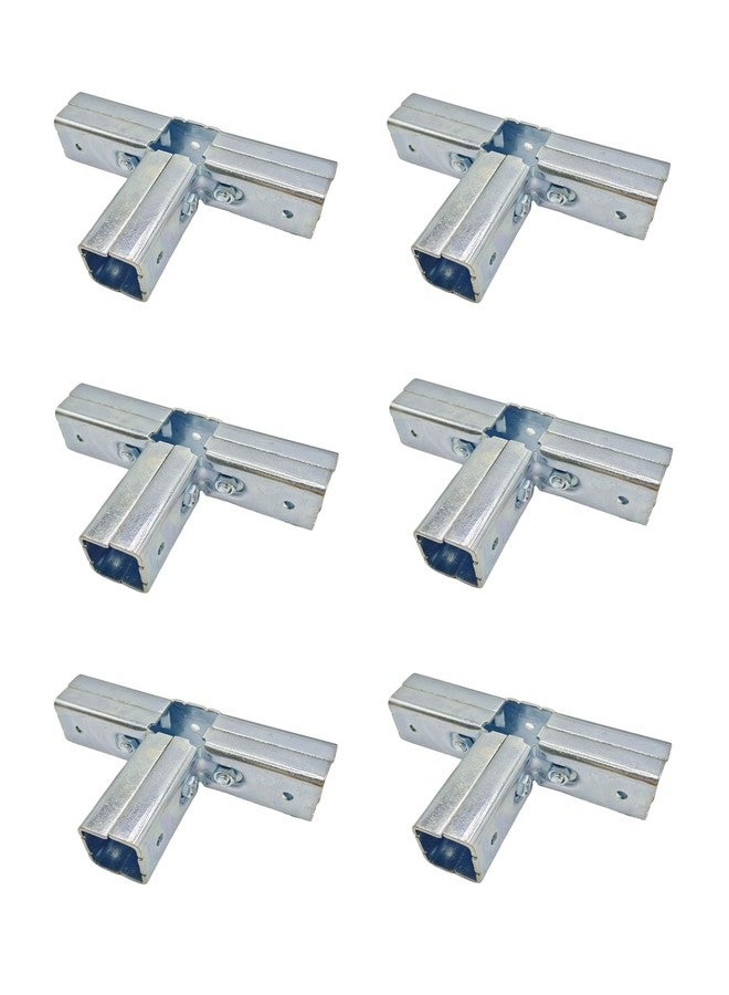 FLEXKEA 6 Pcs 4 Way T Shape Connector , Square Steel Tube Fittings Joint Pipe Clamps, Joint Link Fence Clamps for 4-Way Pipe Clamp end Rail Clamps Fence/Guardrail Rails (Bolts/Nuts Included) for OD 1" or 25MM - Image 1