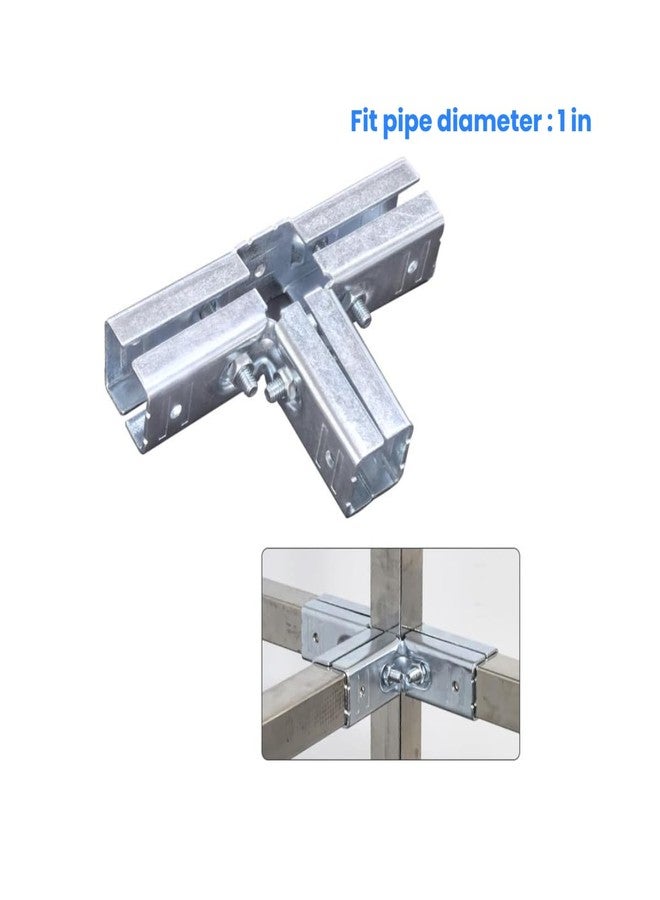FLEXKEA 6 Pcs 4 Way T Shape Connector , Square Steel Tube Fittings Joint Pipe Clamps, Joint Link Fence Clamps for 4-Way Pipe Clamp end Rail Clamps Fence/Guardrail Rails (Bolts/Nuts Included) for OD 1" or 25MM - Image 3