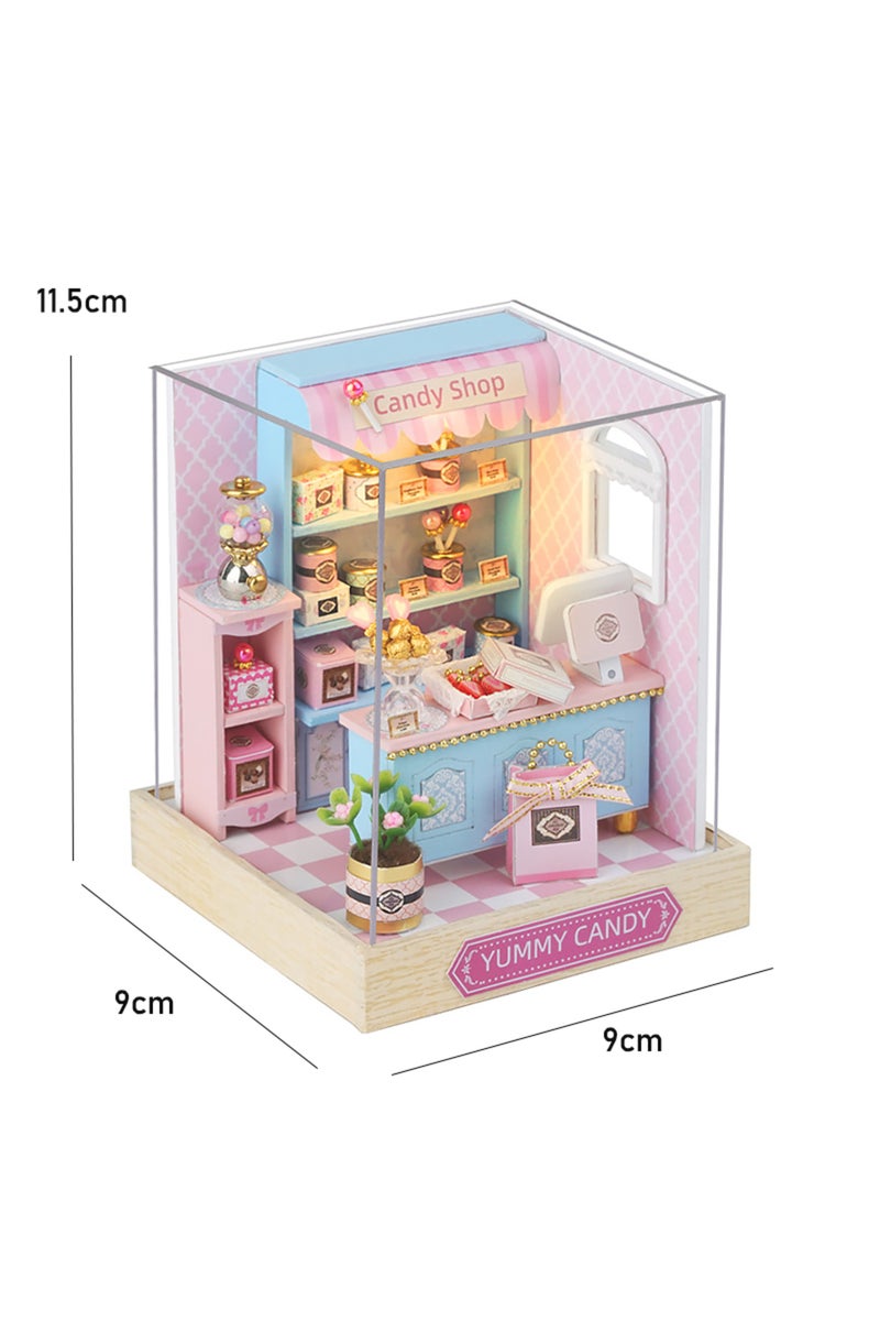 QT-045 with cover DIY Miniature Doll House Kit 3D Garden Puzzle Assemble Model Building With LED Lig