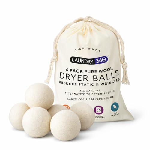 Laundry 360 Wool Dryer Balls 6-Pack Set | Natural Fabric Softener Alternative | Reusable Laundry Balls | Eco Friendly Static Reduction - Image 1