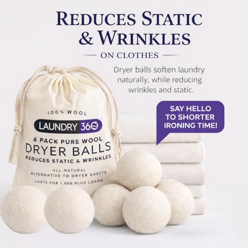 Laundry 360 Wool Dryer Balls 6-Pack Set | Natural Fabric Softener Alternative | Reusable Laundry Balls | Eco Friendly Static Reduction - Image 2