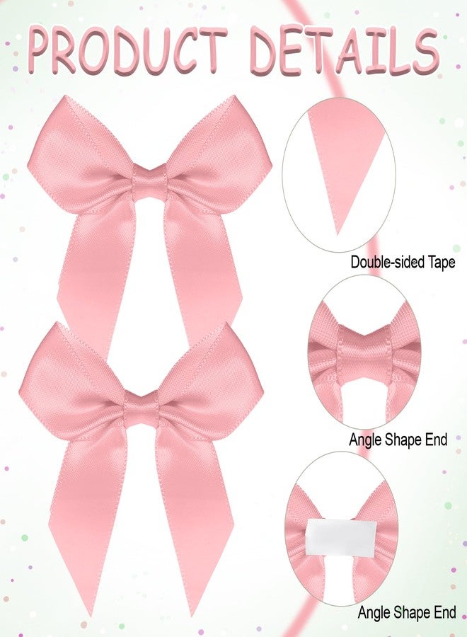 salbsever 50PCS Pink Small Bows for Crafts Self Adhesive Satin Bows for Gift Wrapping 2" Bow Decorations Pre Tied Bow with Sticky Gel Pads for Craft Christmas Gift Bakery Candy Bags Birthday Party Wedding - Image 3