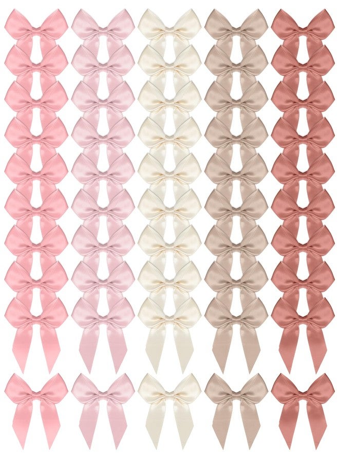 salbsever 50PCS Pink Small Bows for Crafts Self Adhesive Satin Bows for Gift Wrapping 2" Bow Decorations Pre Tied Bow with Sticky Gel Pads for Craft Christmas Gift Bakery Candy Bags Birthday Party Wedding - Image 1