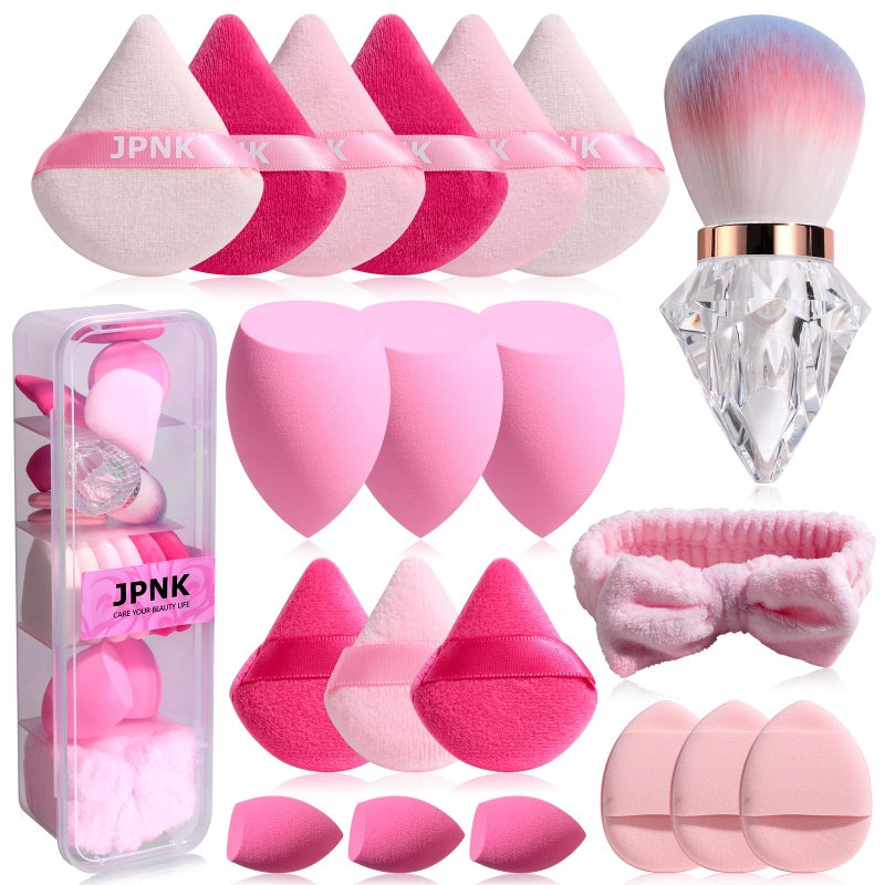 JPNK 20PCS Makeup Sponges Set with Powder Puff Brush for Liquid, Cream, and Powder And Small Mini Figure Makeup Sponge - Image 1