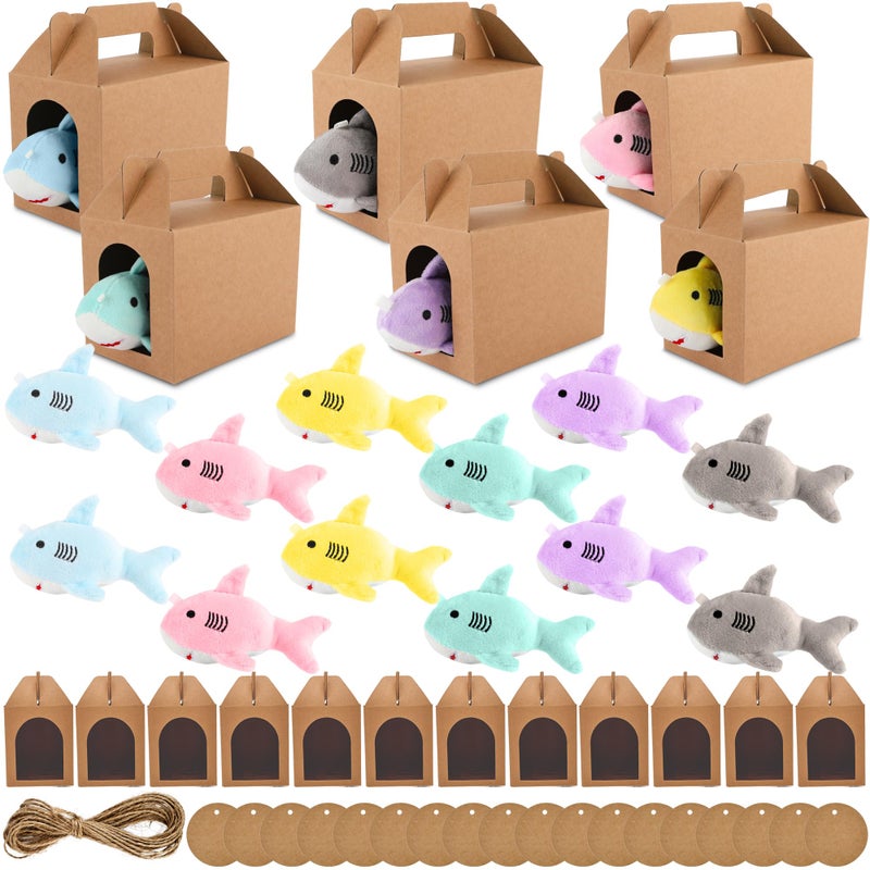 Flahard 55 Pcs Shark Party Favors Include 18 Mini Plush Shark Stuffed Animal Bulk 18 Boxes 18 Cards and 5m Rope for Adopt Ocean Animal Birthday Party Gifts - Image 3