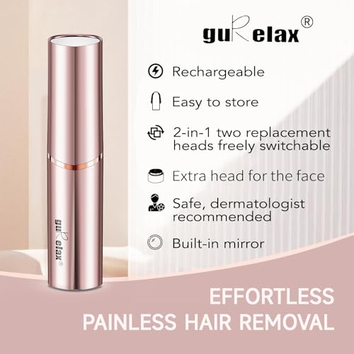 gurelax Facial Hair Remover for Women(Gen 3 Pro), Eyebrow Facial Trimmer, Luxury 2 in1 Hair Removal Device for Face, Lip, Nose, with Replacement Heads - Image 2