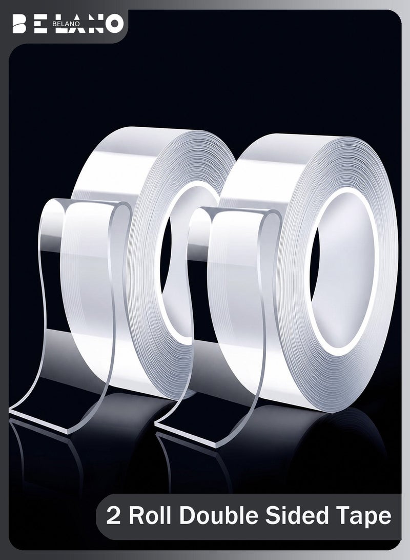 BELANO 2 Rolls Nano Tape Heavy Duty, Washable Reusable Double Sided Tape, Multipurpose Transparent Double Tape for Wall Mounting and Fixing - Image 1
