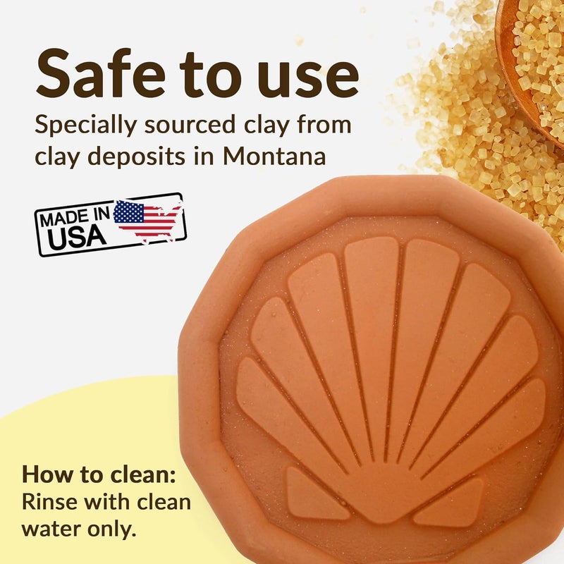 JBK Pottery Terracotta Brown Sugar Saver – Handmade Terra Cotta Sugar Keeper with Decorative Discs – Food-Safe Brown Sugar Keeper, Made in the USA - Sea Shell - Image 2
