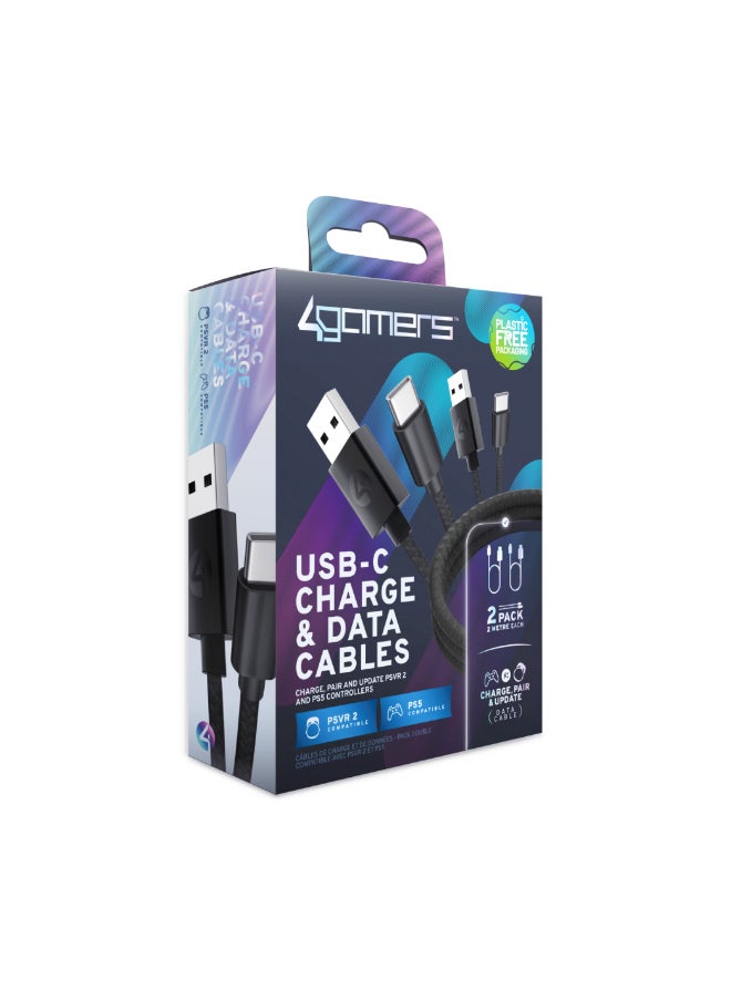 4gamers - Twin Pack USB-C Charge And Data Cables 2M - Image 1