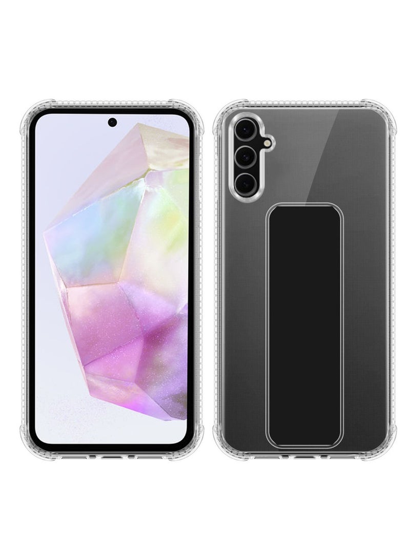 Techie Clear Shockproof Airbag Magnetic Secure Hand Grip Cover Case with Foldable Kickstand for Samsung Galaxy A36 5G – Black - Image 5