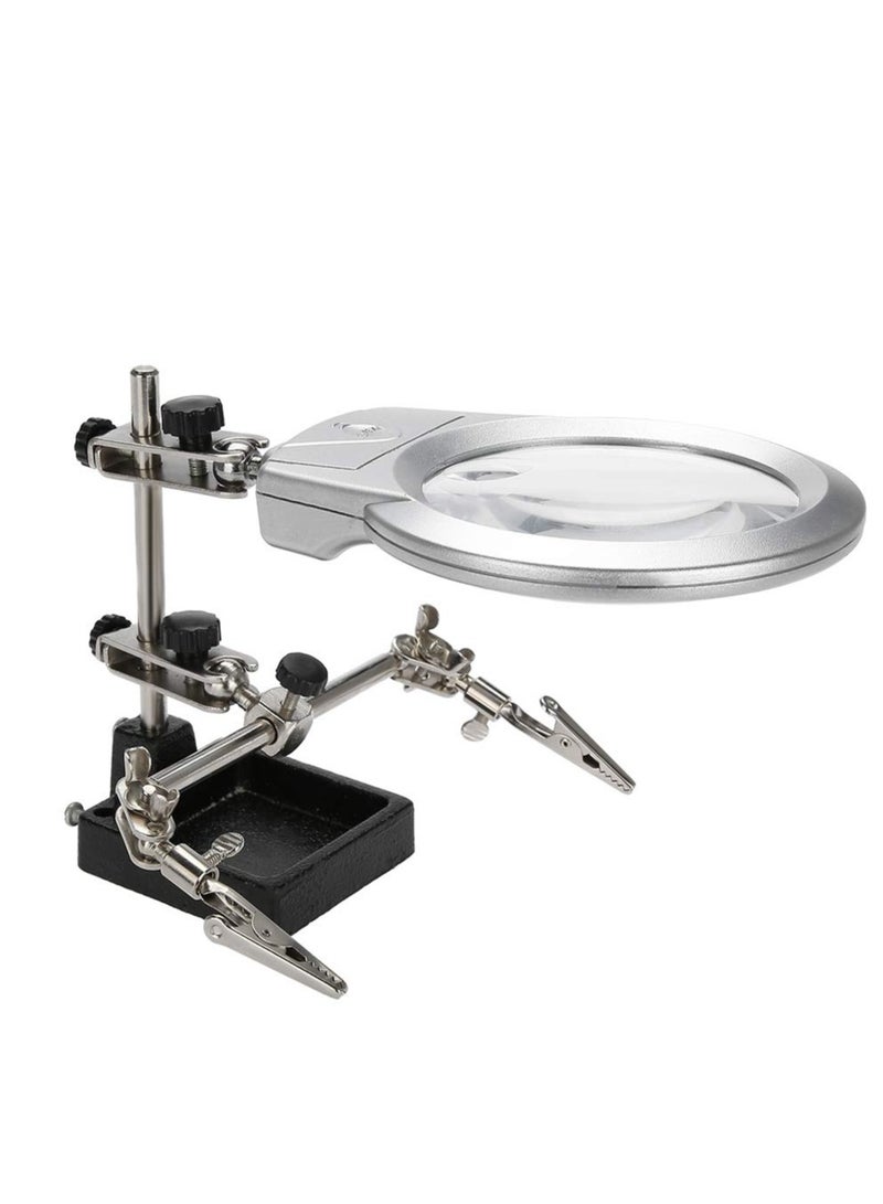 LED Light Magnifier, 5X Magnifier with Two Alligator Clips, Desk Lamp Desktop Magnifying Glasses with Clamp, Magnifying Desk Lamp for Jewelry, Assembly, Repair, Modeling, Antique and Crafts - Image 1