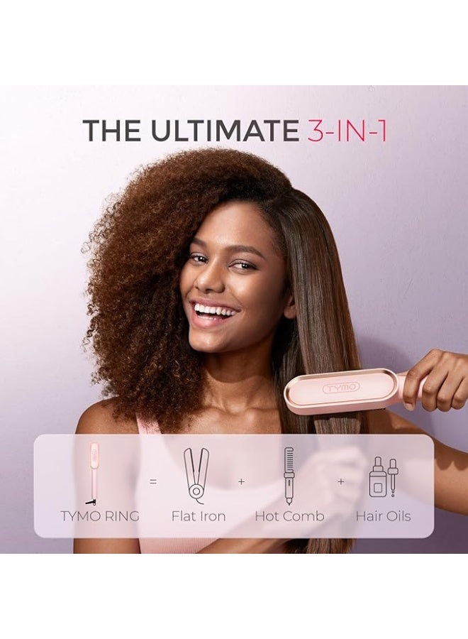 Tymo Hair Straightener Brush with Built-in Comb - Heats Up Fast in 20 Seconds 5 Temperature Anti-Scalding Hair Straightener - Perfect for Professional Salon and Home Use (Pink) - Image 4