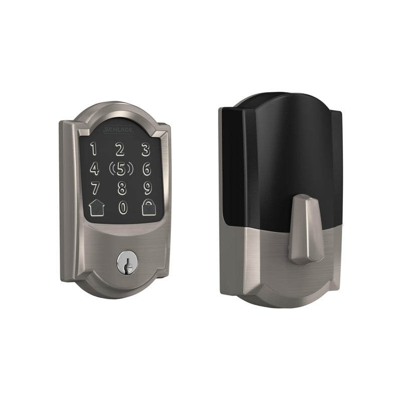 Schlage BE499WB CAM 619 Encode Plus WiFi Deadbolt Smart Lock, Keyless Entry Touchscreen Door Lock with Camelot Trim, Satin Nickel - Image 1
