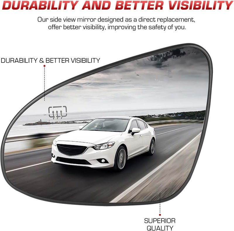 ISEYEC VW DRIVER SIDE HEATED MIRROR GLASS COMPATIBLE WITH 20112018 VOLKSWAGEN VW PASSAT MIRROR GLASS BEETLE JETTA POWER CONVEX LEFT SIDE MIRROR GLASS WITH REAR HOLDER - Image 2