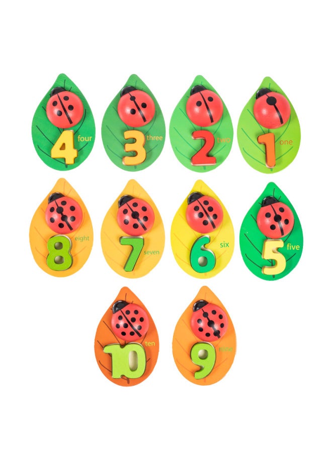 متعة ليتل الخنفساء الإدراك الرقمي للأطفال التنوير الإنجليزي التعليم المبكر وسائل تعليمية الإدراك اللون ألعاب خشبية مفتوحة - اللون: الإدراك الرقمي الخنفساء - Image 1