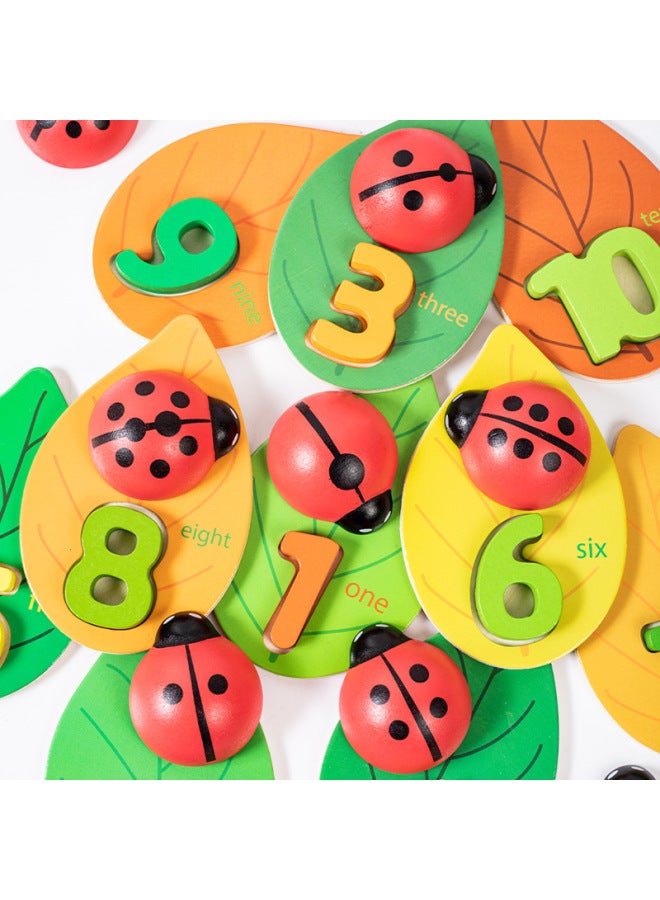 متعة ليتل الخنفساء الإدراك الرقمي للأطفال التنوير الإنجليزي التعليم المبكر وسائل تعليمية الإدراك اللون ألعاب خشبية مفتوحة - اللون: الإدراك الرقمي الخنفساء - Image 5