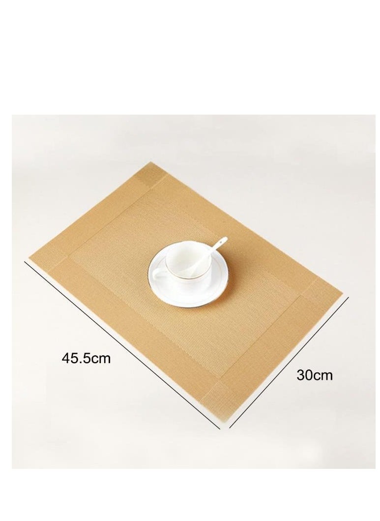 Golden - 4Pcs Placemats for Dining Table Easy to Clean Plastic Washable Placemat for Kitchen Table Indoor Outdoor Table Mats Heat-resistand Washable Woven Vinyl Table Mats (Gold) - Image 1