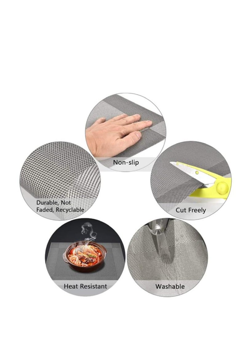 Golden - 4Pcs Placemats for Dining Table Easy to Clean Plastic Washable Placemat for Kitchen Table Indoor Outdoor Table Mats Heat-resistand Washable Woven Vinyl Table Mats (Gold) - Image 1