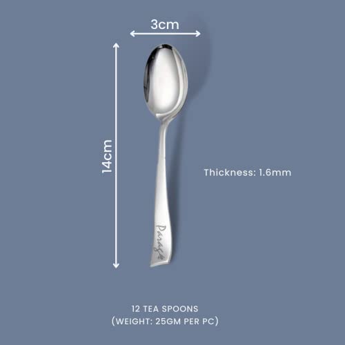 Parage 12 Piece Stainless Steel Tea Spoon Set for Tea, Coffee, Sugar & Spices, Small Spoons, Silver, Thickness: 1.8mm, Length: 14.5 cm - Image 3