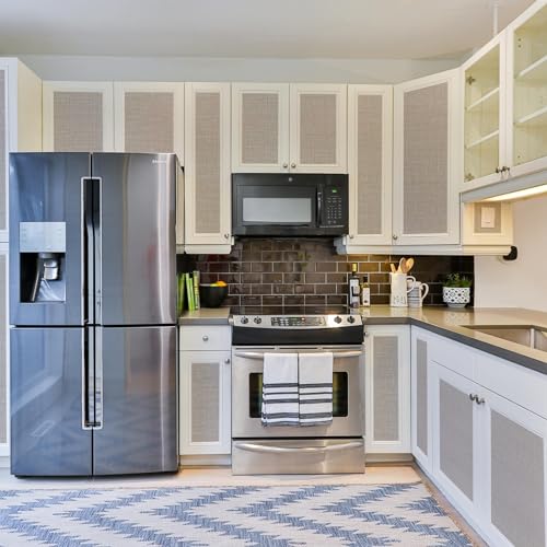 WADILE Grasscloth Peel and Stick Wallpaper 15.7in x 393.7in, Textured Contact Paper for Cabinets, Faux Linen Wall Paper Pull and Stick, Fabric Vinyl Wallpaper Self Adhesive Khaki - Image 3