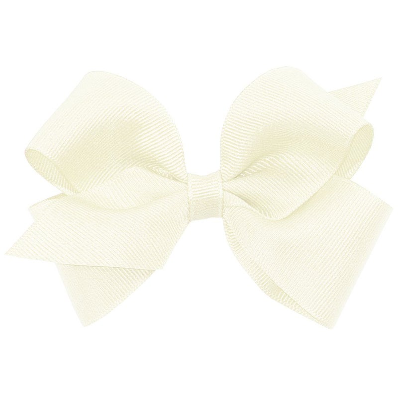 Wee Ones Girls' Plain Wrap Classic Grosgrain Hair Bows on a WeeStay No-Slip Hair Clip, Handmade, Small, Antique White - Image 1