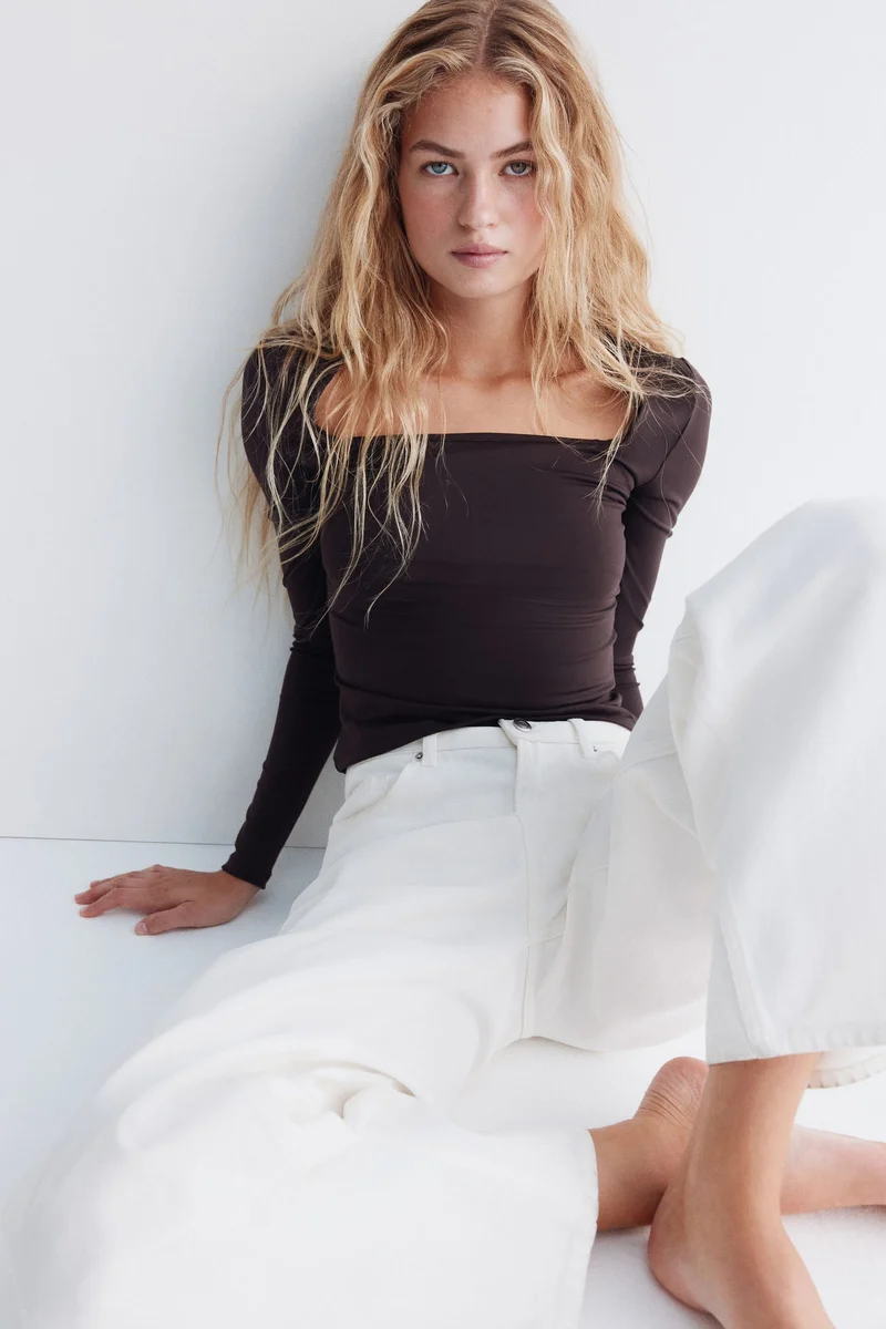 H&M Long-sleeved microfibre top