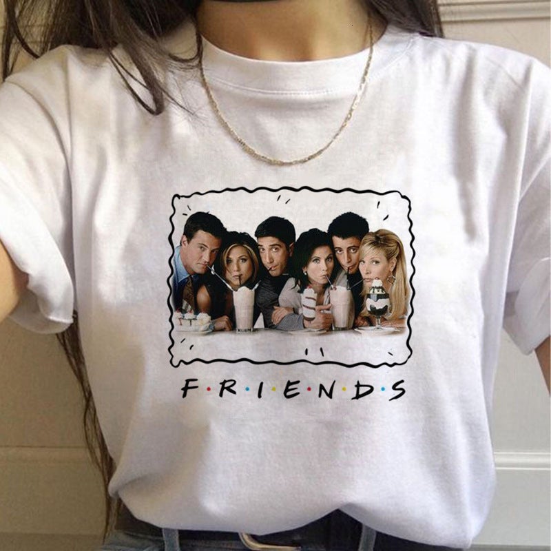 Friends Tv American Tv Series Friends Short-Sleeved Men'S And Women'S Couple White T-Shirt - Image 1