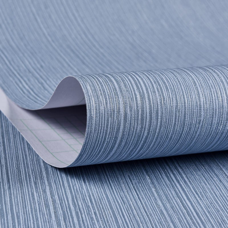 Haimin Grasscloth Wallpaper Textured 24in X 393in Fabric Contact Paper Grey Blue Wall Paper Textured Linen Peel and Stick Self-Adhesive Thick Vinyl Embossed Film Wallpaper (Gray Blue) - Image 1