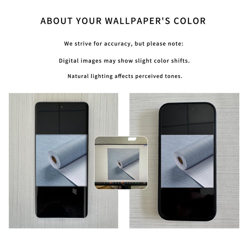 Haimin Grasscloth Wallpaper Textured 24in X 393in Fabric Contact Paper Grey Blue Wall Paper Textured Linen Peel and Stick Self-Adhesive Thick Vinyl Embossed Film Wallpaper (Gray Blue) - Image 2