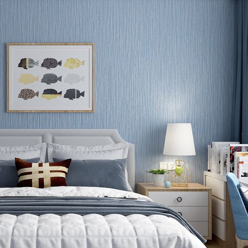 Haimin Grasscloth Wallpaper Textured 24in X 393in Fabric Contact Paper Grey Blue Wall Paper Textured Linen Peel and Stick Self-Adhesive Thick Vinyl Embossed Film Wallpaper (Gray Blue) - Image 5