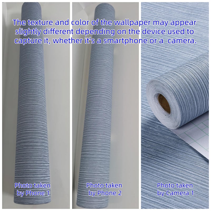 Haimin Grasscloth Wallpaper Textured 24in X 393in Fabric Contact Paper Grey Blue Wall Paper Textured Linen Peel and Stick Self-Adhesive Thick Vinyl Embossed Film Wallpaper (Gray Blue) - Image 4
