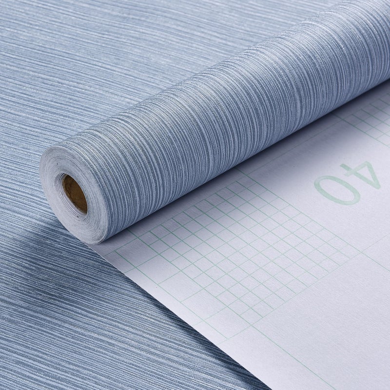 Haimin Grasscloth Wallpaper Textured 24in X 393in Fabric Contact Paper Grey Blue Wall Paper Textured Linen Peel and Stick Self-Adhesive Thick Vinyl Embossed Film Wallpaper (Gray Blue) - Image 3