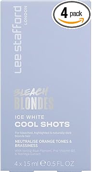 Lee Stafford علاجات شعر لي ستافورد بلو تونر تبييض الشقراوات آيس وايت هوت شوتس علاجات إيداع اللون تصحيح درجات البرتقالي والأصفر النحاسي رائعة للشعر المميز البارد 4 × 15 مل جرعات - Image 1