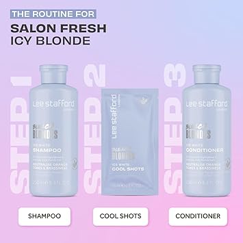 Lee Stafford علاجات شعر لي ستافورد بلو تونر تبييض الشقراوات آيس وايت هوت شوتس علاجات إيداع اللون تصحيح درجات البرتقالي والأصفر النحاسي رائعة للشعر المميز البارد 4 × 15 مل جرعات - Image 4