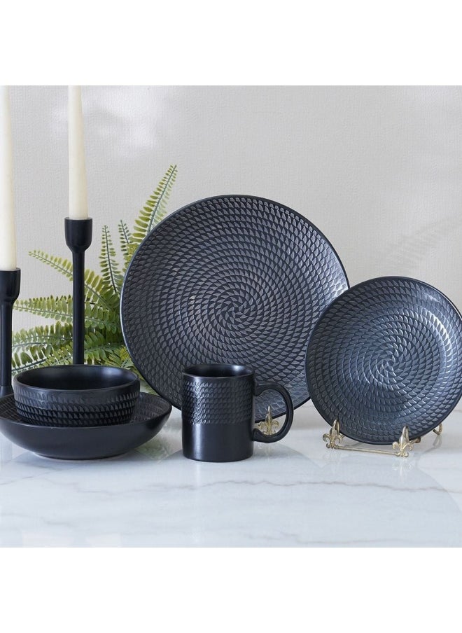 DANUBE HOME Angelika 18-Pc Stoneware Dinner Set - Black - Serves 4  - Image 1