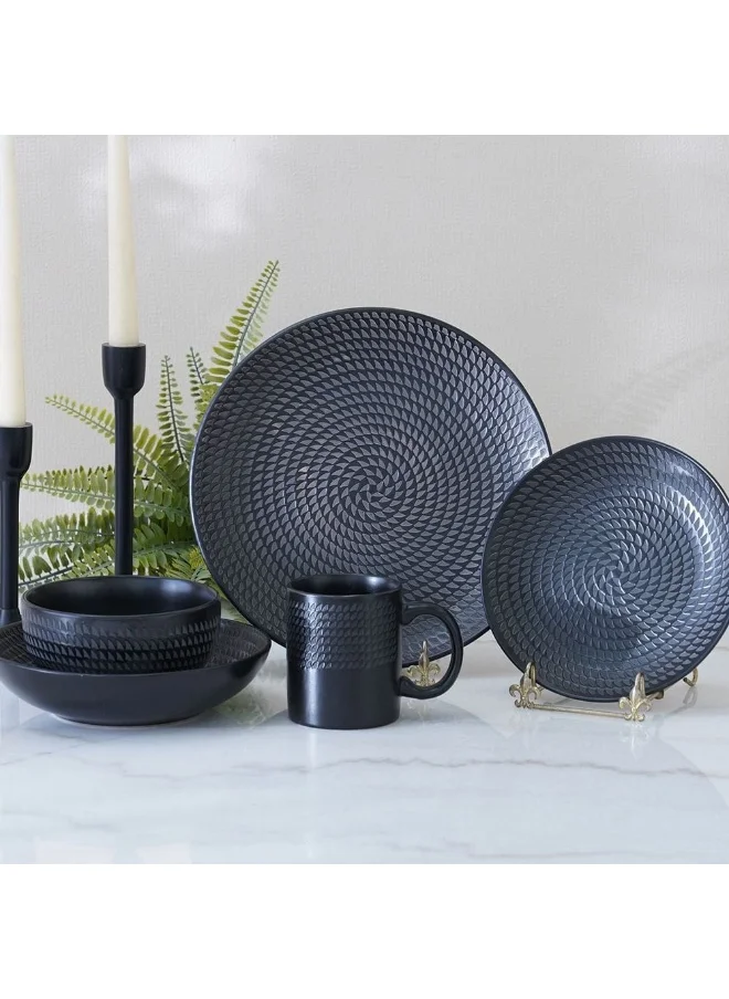 DANUBE HOME Angelika 18-Pc Stoneware Dinner Set - Black - Serves 4
