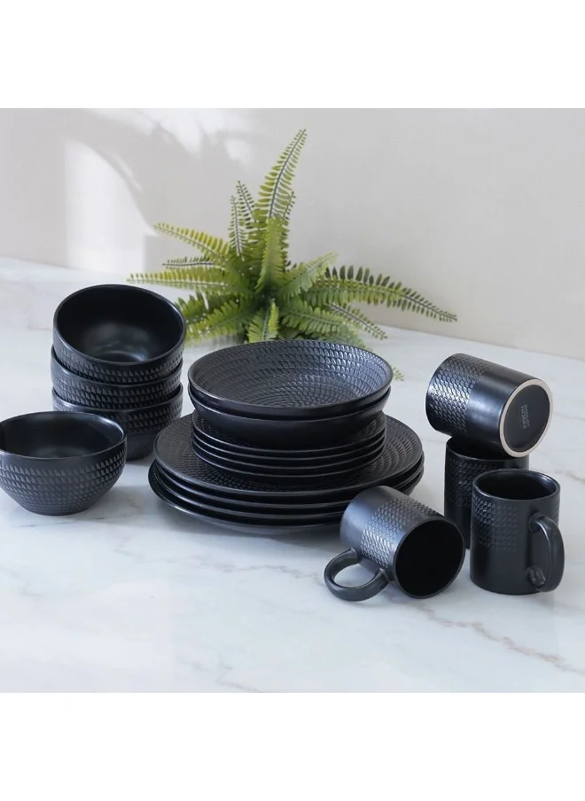 DANUBE HOME Angelika 18-Pc Stoneware Dinner Set - Black - Serves 4
