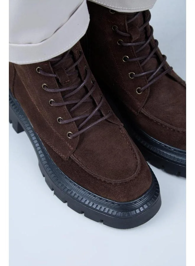 Manijero  Ayra Women's Genuine Leather Lace-up Pointed Toe Coffee Boot. for Women | Best Price UAE