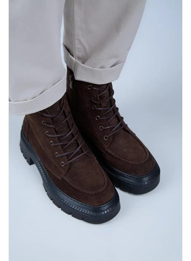 Manijero  Ayra Women's Genuine Leather Lace-up Pointed Toe Coffee Boot. for Women | Best Price UAE